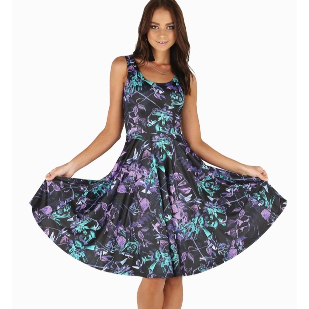 Blackmilk Midnight Hummingbird Pocket Midi Dress S